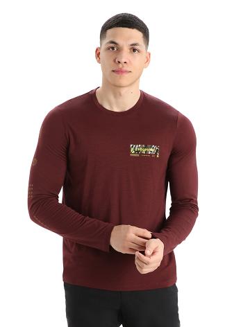 Pánské Long Sleeve Icebreaker Merino Tech Lite II T-Shirt Summit Tread Červené | CZ 1711XYUF